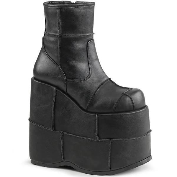 STACK-201 Black Unisex 7" Platform Boots