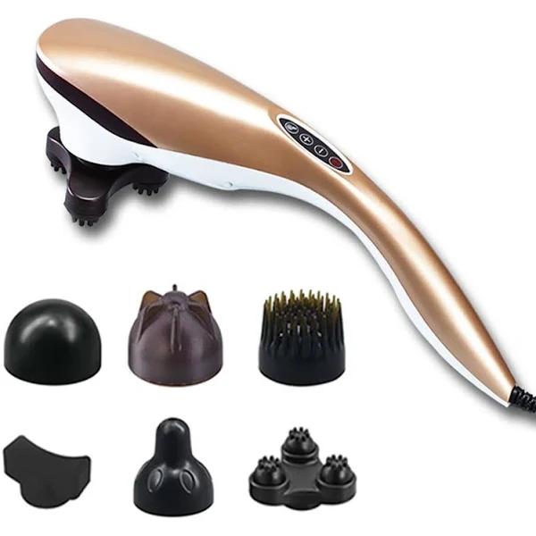 SOGA 6 Heads Portable Handheld Massager Soothing Stimulate Blood Flow Shoulder Gold