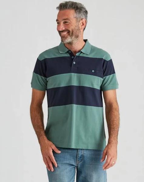 Rivers Panel Pique Polo - Size L - Mens - Dark Green / Navy