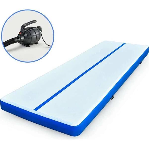 PROFLEX 800x100x10cm Inflatable Air Track Mat Tumbling Gymnastics, Blue & White, With Electric Pump