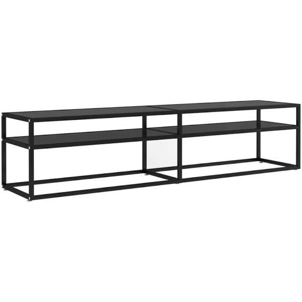 vidaXL TV Cabinet Black Marble 180x40x40.5 cm Tempered Glass