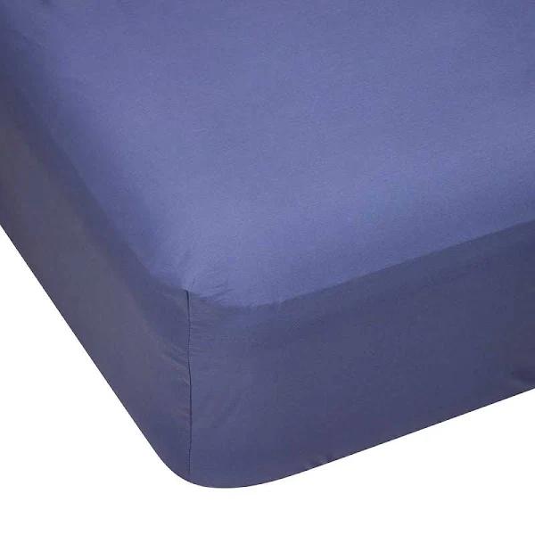 Kmart 250 Thread Count Cotton Rich Fitted Sheet - Single Bed, Denim