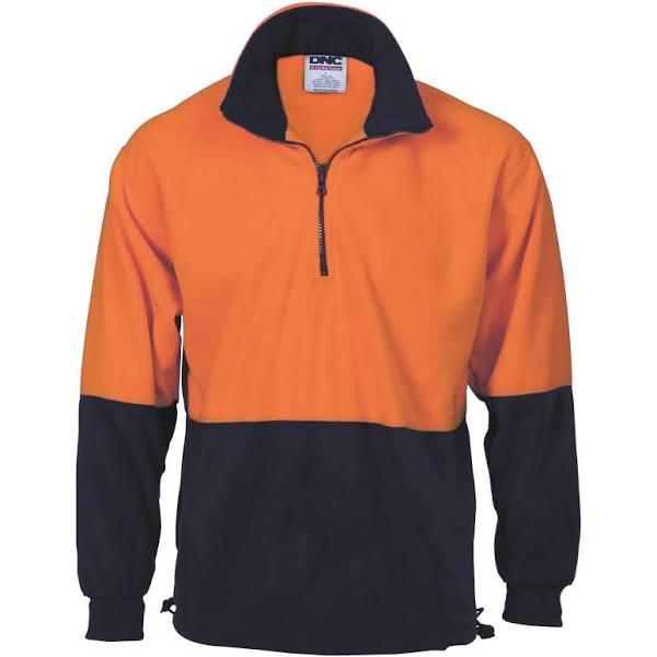 DNC HiVis Two Tone 1/2 Zip Polar Fleece - Orange/Navy - 3XL