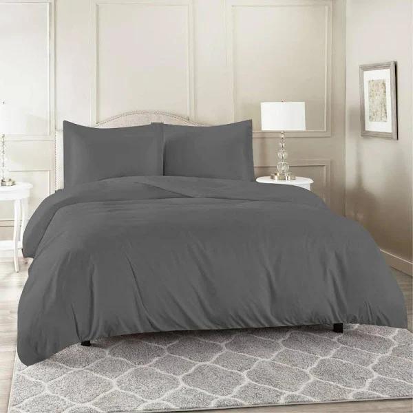 Luxor Grey Color 1000TC 100% Cotton Quilt Doona Duvet Cover Pillowcase Set - Size Single - Womens