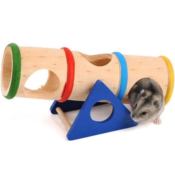 Miserwe Hamster Toys Wooden Tunnel Seesaw Fun Exercise House Cage Nest Accessories - AfterPay & zipPay Available