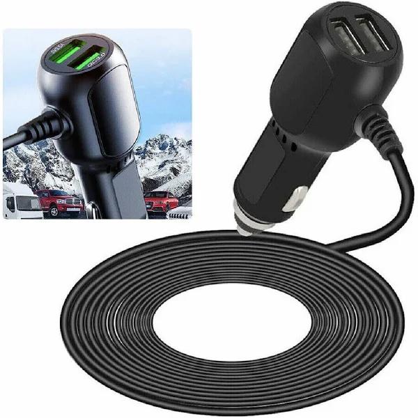 USB Dual Ports Dash Cam Power Cable Car Cigarette Adapter Lighter Power Cable - AfterPay & zipPay Available