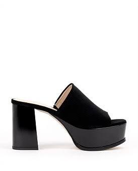 David Jones Edward Meller Talin90 Platform Combo Slide in Black Suede, Size 40 EU