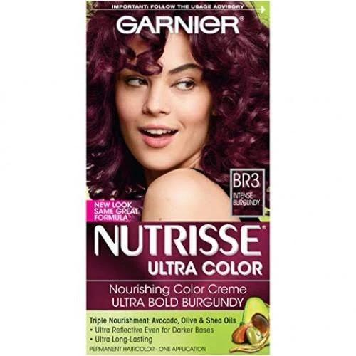 Garnier Nutrisse Ultra Nourishing Hair Color Creme, BR3 Intense Burgundy, 1 Kit