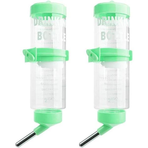 2x Pet Guinea Pig Rabbit Hamster Rat Drinker Drinking Water Bottle Waterer 250mL - Green