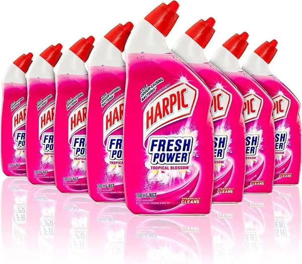 Harpic Fresh Power Liquid Toilet Cleaner 700ml, Tropical Blossom (Pack of 8)