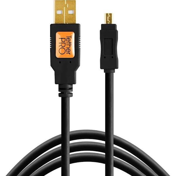 Tether Tools TetherPro USB 2.0 Type-A Male To Mini-B Male Cable (15ft, Black) Cu8015-blk