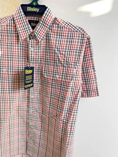 Bisley Mens Medium Red Check Short Sleeve Shirt Red / 2XL