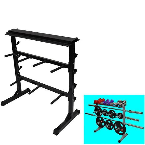 Home Gym - Weight Plate - Barbell Bar - Dumbell Weight Storage Rack - 300kg+