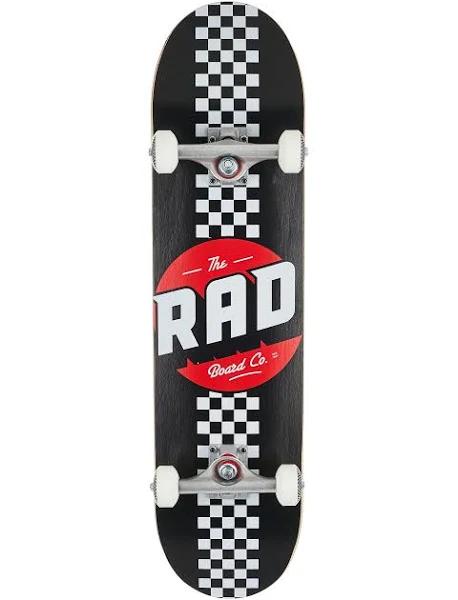 RAD Checker Stripe 8" Complete Skateboard - Black