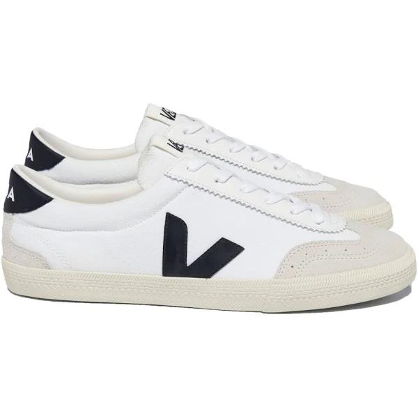 Veja White & Black Volley Canvas Sneakers