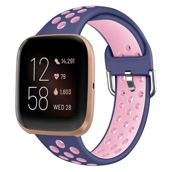 Smart Watch Wristband 2-Color Silicone Strap Reverse Buckle Watch Band For Fitbit Versa 2 1-1 - AfterPay & zipPay Available