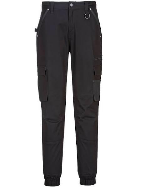 Portwest Cuffed Slim Fit Stretch Work Pants Black - Black, 092