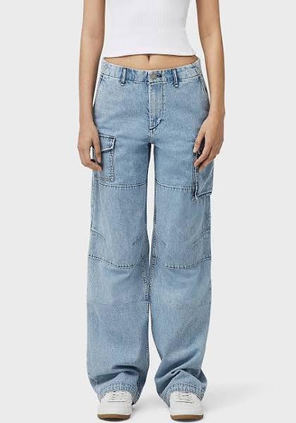 Rag & Bone Women’s Nora Cargo Pants, Wide Leg, Blue, Cotton/linen, Size - 28