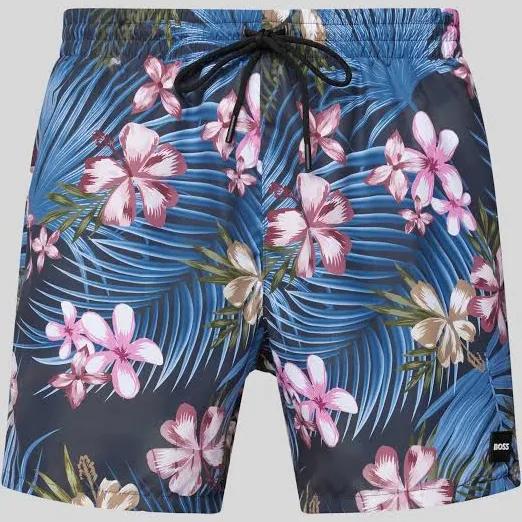 Boss Board Shorts 'Piranha' Male Black Floral Size M