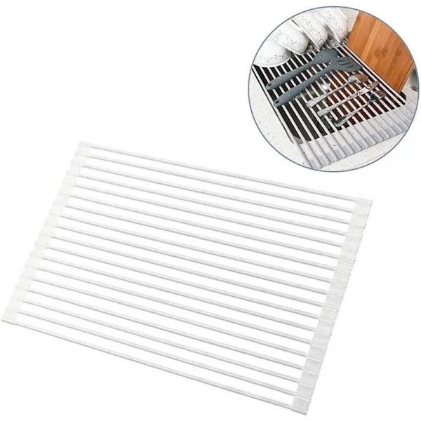 Catzon Over The Sink Multipurpose Roll-up Dish Drying Rack 43*33CM-White