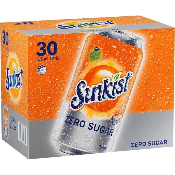 Sunkist Zero Sugar Soft Drink, 30 x 375ml