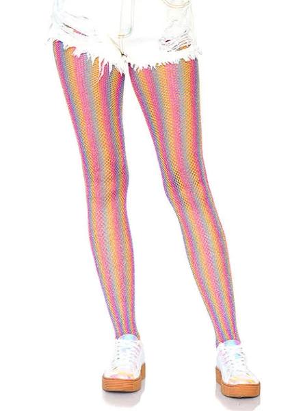 Leg Avenue Women's Americana Rainbow Striped Fishnet Tights