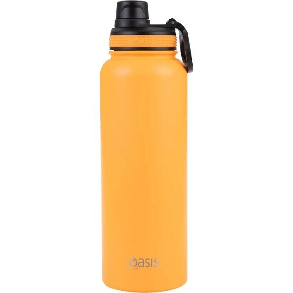 Oasis Stainless Steel Double Wall Insulated Challenger Sports Bottle with Screw Cap 1.1L Neon Orange