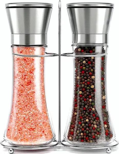 Modern Stainless Steel Salt and Pepper Grinder Set