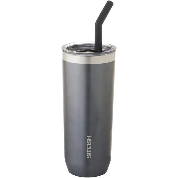 Smash Smoothie and Coffee Tumbler with Straw and lid,Grey, 650 ml Capacity