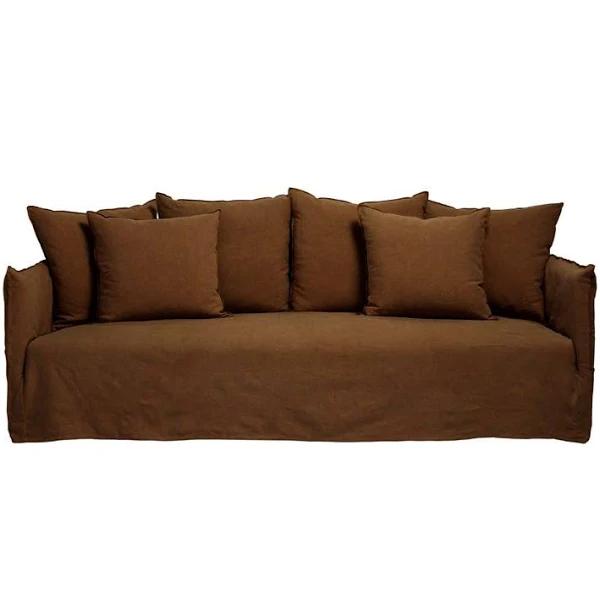 Como Linen Sofa Cocoa - 3 Seater by James Lane