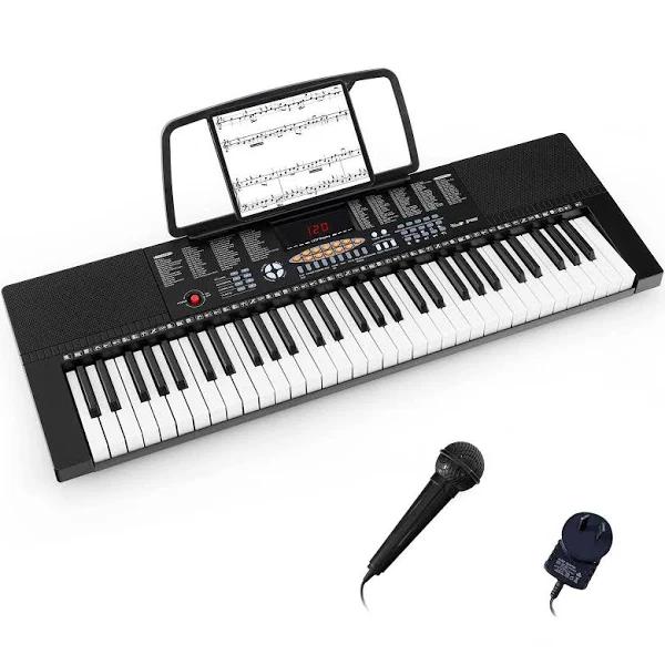 Costway 61-Key Electronic Keyboard Portable Digital Piano w/LED Display & Microphone & Music Stand