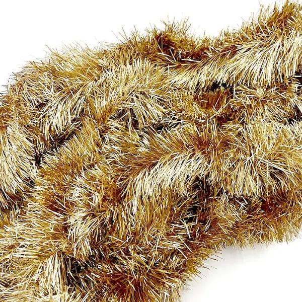 2.5m Frosted Gold Christmas Tinsel 100mm Wide