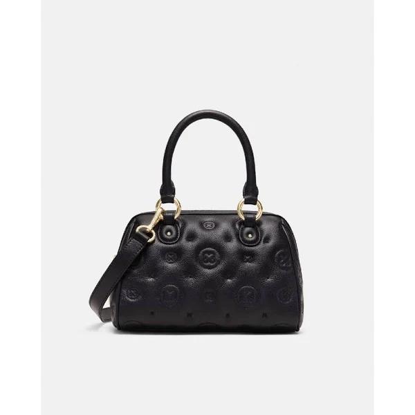 Mimco Flashback Leather Bowler Crossbody Bag in Black