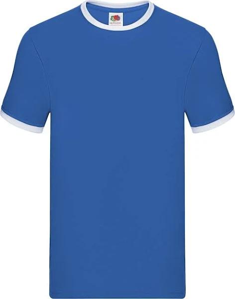 Fruit of The Loom Mens Ringer Contrast T-Shirt Royal Blue/White 3XL Cotton Mens T-Shirt