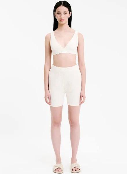 Nude Lucy Lounge Rib Plunge Crop Cream Marle | Coyote Boutique XS