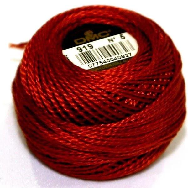 DMC Perle 5 Cotton #919 Red Copper 10g Ball 45m