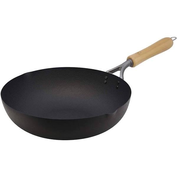 Kirameki Cast Iron Double Fiber Line Stir-fry Wok 30cm With Lid (Made in Japan) - AfterPay & zipPay Available