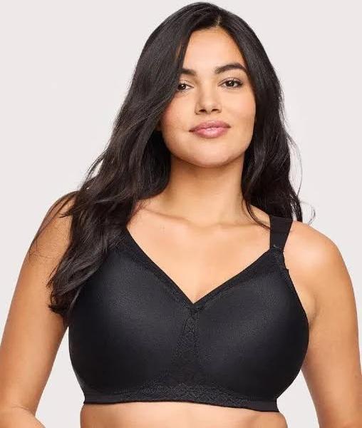 Glamorise Magiclift Seamless Support Wire-Free T-Shirt Bra - Black 20E 1080 Plus Size Bra - AfterPay Available