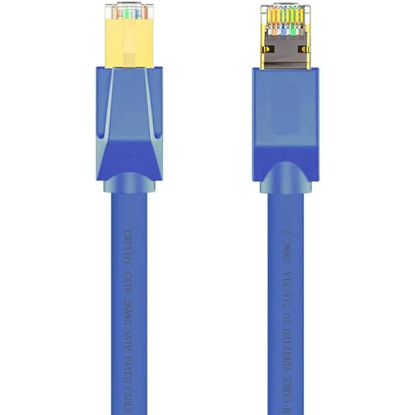 Cruxtec 20m Cat8 40GbE SF/FTP Triple Shielding Ethernet Cable - Blue