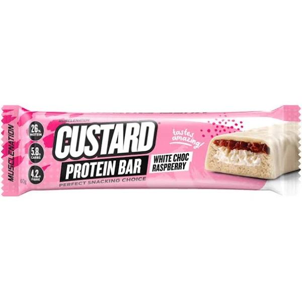 Muscle Nation Custard Protein Bar White Choc Raspberry 60g