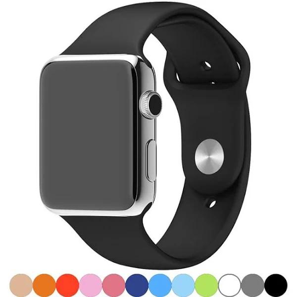 Strapmall Sport Band Watch Band for iWatch Series 1/2/3/4/5/6/7/SE 38mm/40mm/41mm M/L-Black - AfterPay & zipPay Available