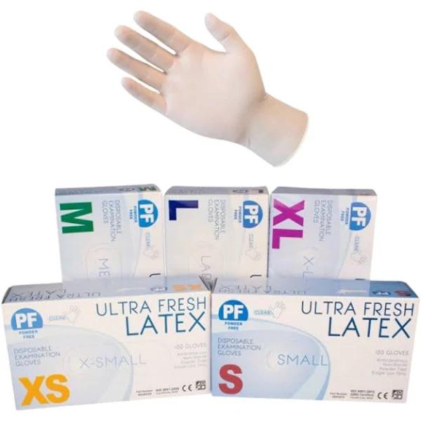 Ultra Fresh Disposable Latex Powder Free Gloves Extra Large