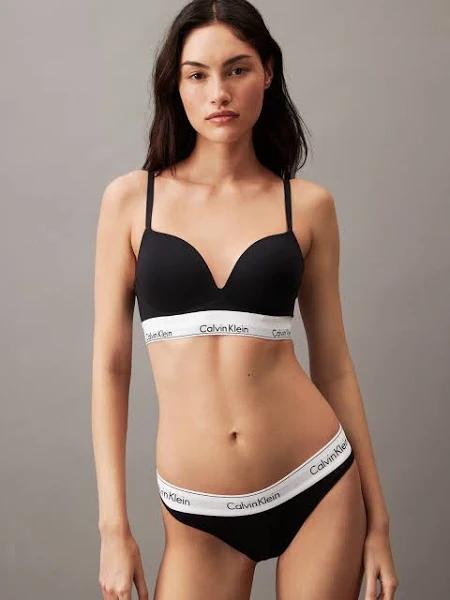 Modern Cotton Push Up Plunge Bra Black 8 D