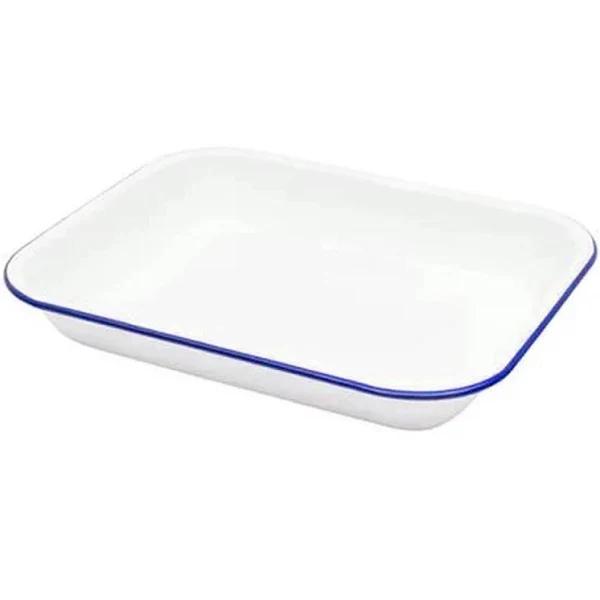 Falcon Enamel Roast Pan (White/Blue) - 37cm