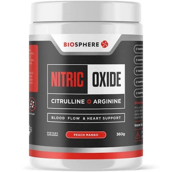 Biosphere Nitric Oxide Citrulline + Arginine Powder 390g Powder (Peach Mango)