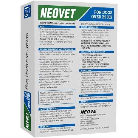 Neovet Flea & Worming for Extra Large Dogs 6 Pack