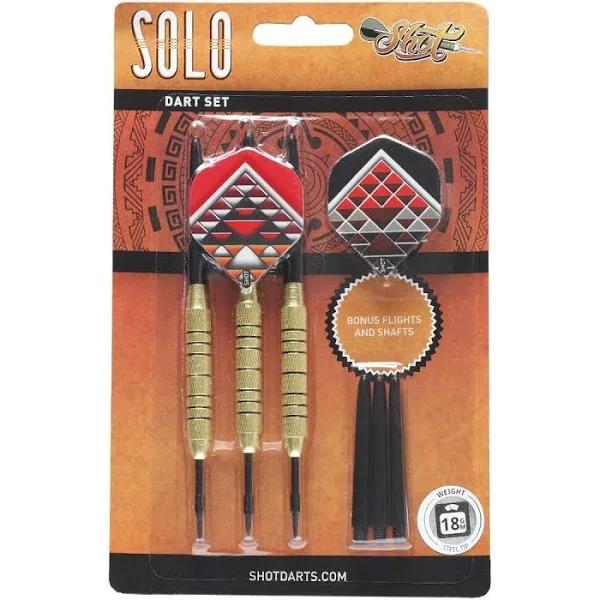 Shot Solo Darts - Steel Tip - Brass - Knurled - 18g Weight: 18g