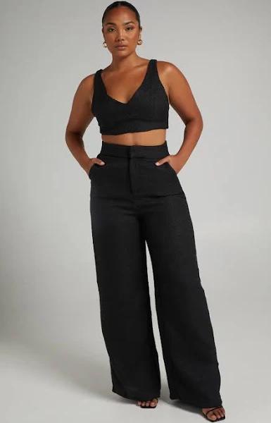 Showpo | Adelaide Two Piece Wide Leg Set in Black - 12 (L) | European Summer Outfit