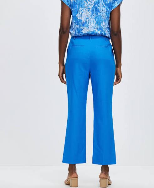 David Lawrence Saxon Cropped Linen Pant in Blue 16