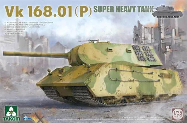 Takom - 1/35 VK 168.01 Super Heavy Tank Plastic Model Kit [2158]